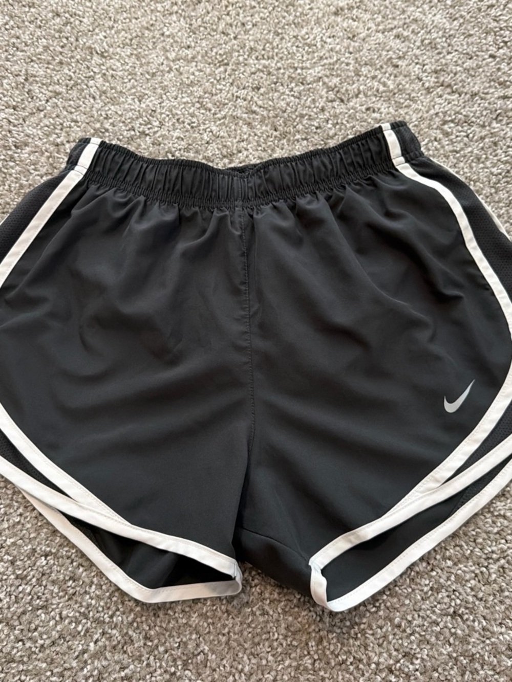 Nike Grey Women's Athletic Shorts with White Piping